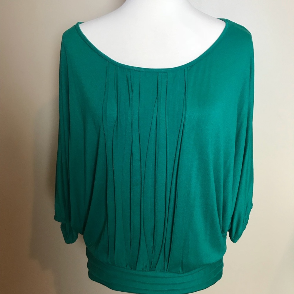 Emerald Green Max Studio Top with Gorgeous Detail